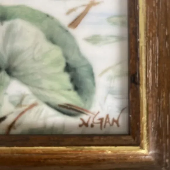 Singapore Airlines Exclusive Nancy Gan Kingfisher Framed Wall Tile Painting EUC - Picture 4 of 5